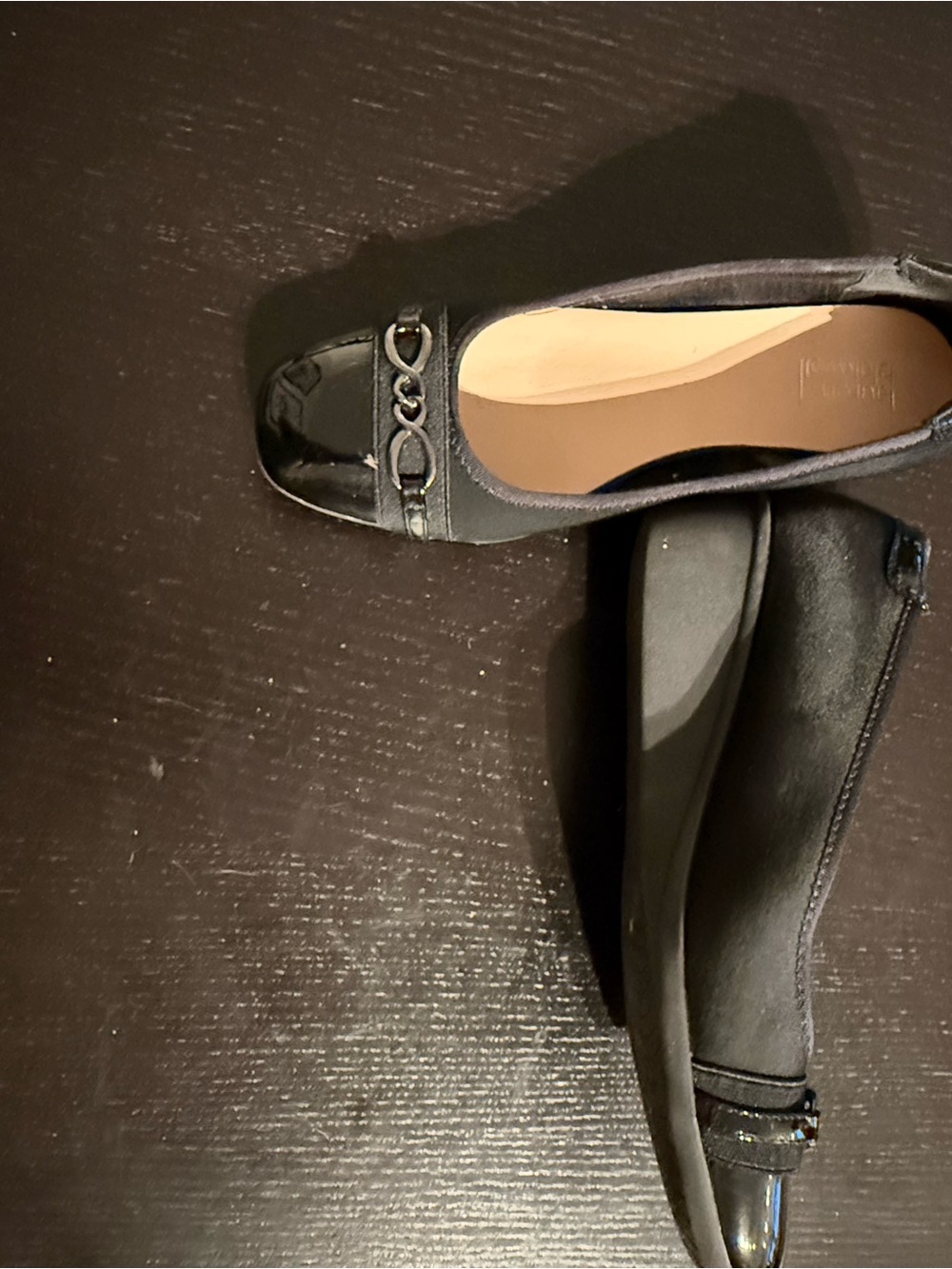 Black Women's Wedge Patent Leather & Material Upper with Chain Accent
